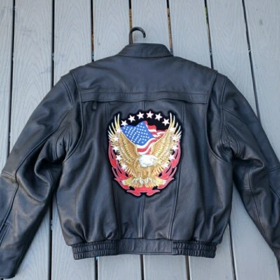 Classic Leather First Gear Men’s Motorcycle Leather Jacket XL EAGLE Patch MINT - Image 1 of 4