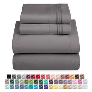 Nestl Bed Sheet Sets, , Luxury Soft Microfiber Queen Sheet Sets, Gray - Picture 1 of 12