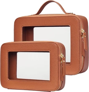 Clear Makeup Bag Travel Cosmetic Case Transparent Toiletry Bag with Zipper, Port - Picture 1 of 12