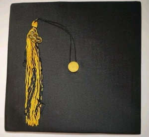 1983 Graduation Cap Matte Adult Unisex High School/College Black Yellow Tassel - Picture 1 of 5