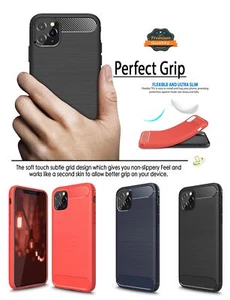 For Apple iPhone 12 Phone Case TPU Carbon Fiber Flexible Silicone Rubber Cover - Picture 1 of 22