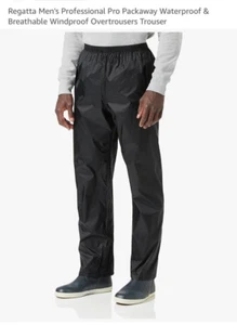 Regatta Pro Packaway Pantalone Uomo Impermeabile Traspirante - Nero - XXL -NUOVO - Foto 1 di 6