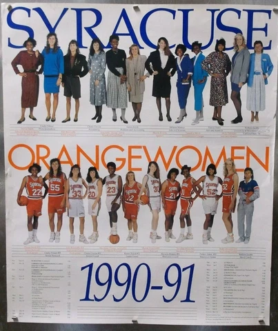 1990-91 SYRACUSE ORANGEWOMEN Basketball Team Schedule Poster 21 x 25 Cover