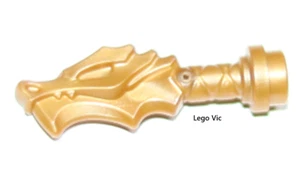 Lego 36017 x2 Weapon Dragon Head Pearl Gold Holiday Event 80105 Ninjago New A62 - Imagen 1 de 1
