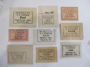 CUT CORNERS   "9   DIFFERENT  PRINTED CUT CORNERS MAILING PERMITS 1937". - Picture 1 of 1