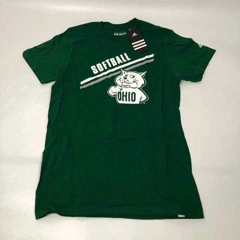 Ohio Bobcats Mens T Shirt Small Green White NCAA Softball College Logo NWT Cover