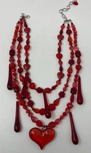 Tarina Tarantino Rare Huge Red Heart & Dripping Blood Lucite Necklace NWT - Picture 1 of 7