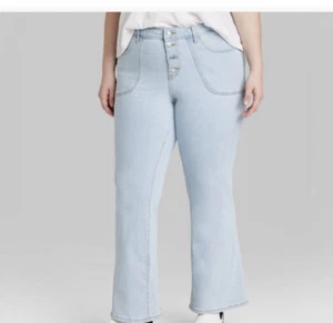 Damen Wild Fable Low Rise Button Fly Flare Leg Jeans Light Wash 17 NEU! - Bild 1 von 8