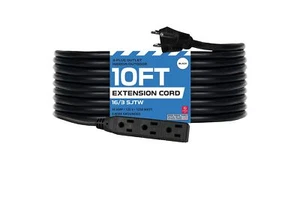 3 Outlet Power Strip Outdoor Extension Cord 10 ft, 16/3 Weatherproof Heavy Du... - Picture 1 of 6