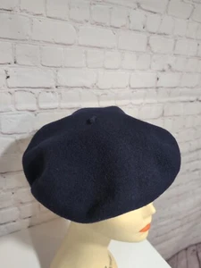 Beret De Luxe HOQUY Men's Woman Pure Wool Blue Beret Medium France NWOT 22" - Picture 1 of 9