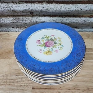 Century by Salem 23 Karat GOLD 10.75" DINNER PLATE Floral Set Of 8 - Picture 1 of 18