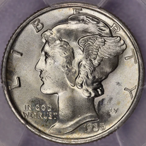 1935 10c Mercury Dime - PCGS MS 65 Cover