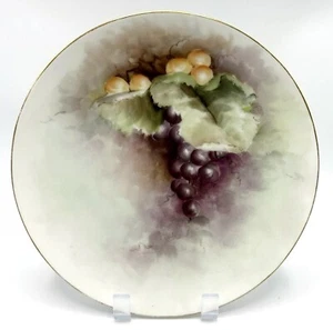 EH Shortt Austria 8.5" Hand Painted Plate Red White Grapes VTG - Picture 1 of 12