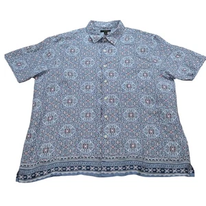 Club Room Luxury 100% Linen Mens XL Blue AOP Floral Print SS Button Down Shirt - Picture 1 of 6