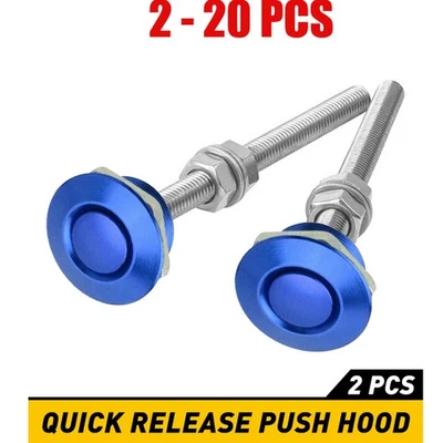 2-20X Button Push Release Hood Quick Car Bonnet Pin Latch Lock Clip Bumper Blue - Image 1 of 4