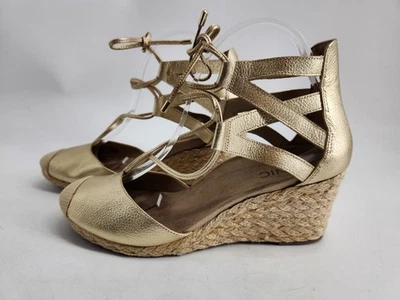 Sandalias de cuña Vionic para mujer talla 9,5 doradas calipso alpargata encaje boho Foto 1 de 4
