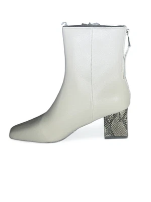 Botines blancos elegantes con tacón de piel de serpiente French Connection Tess con cremallera para mujer Foto 1 de 4