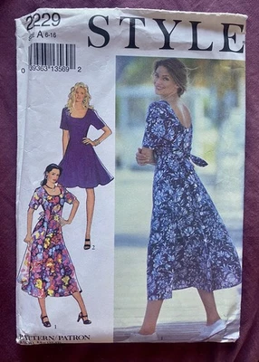 Brand New Vintage 1992 Style Dress Full Skirt Sewing Pattern 2229 80s 90s - Image 1 of 3