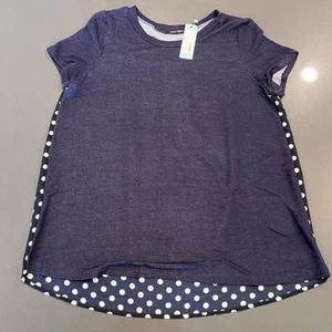 Stitch Fix Papermoon Marisol Polka Dot Blouse Top Navy Blue White Large NWT - Picture 1 of 6