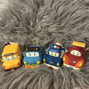 4🆕Soft Pull Back Toy Vehicle Set School Bus Racer Police Car Blue Truck (Lot 4) - Picture 1 of 5