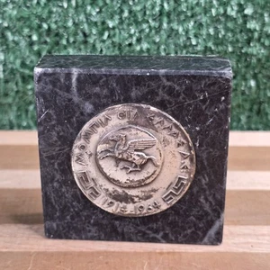 VINTAGE PAPER WEIGHT BADGE # MOBIL OIL GREECE GREEK 1964 ΕΛΛΑΣ ΜΟΜΠΙΛ ΟΙΛ - Picture 1 of 8