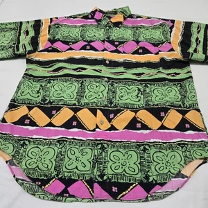 Men's LARGE Vintage Colours Alexander Julian Button Up Shirt Abstract Geometric - Picture 1 of 10