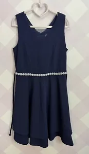 Speechless Big Girls Embellished Sleeveless Skater Dress Size 12 Navy - Picture 1 of 6