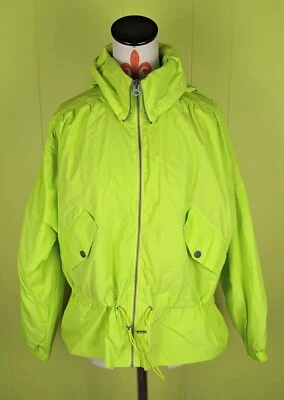 Chaqueta cortavientos con capucha cremallera completa Lucky Brand para mujer M neón lima corbata nailon usada en excelente estado Foto 1 de 4