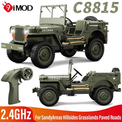C8815 1/10 RC Jeep Car Military Car 2.4GHZ 4WD Off-Road Rubber Tires With Lights - Image 1 of 4