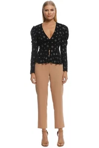 Stevie May Aftershow Long Sleeve Top in Black Print Size 8 AU - Picture 1 of 6