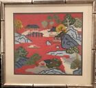 needlepoint picture oriental scene, professionally framed, signed, 1980