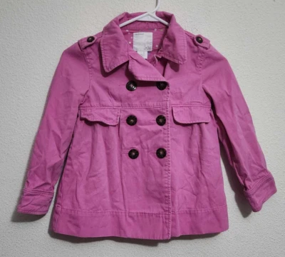 Old Navy Girls Size Small Pink Pea Coat Butons - Image 1 of 3