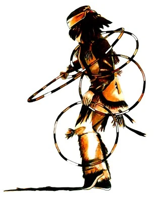 Native America Hoop Dancer Print Pen Ink Pencil Southwest Art Ceremonial Dances - Image 1 of 3