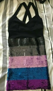 ASOS black bodycon dress with sequins, size 10, little black dress, LBD - Picture 1 of 8