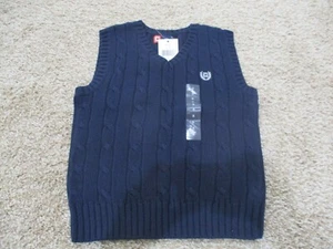 BNWT Chaps Little boys V-neck cable knit Sweater Vest, Navy, 100% cotton - Picture 1 of 8