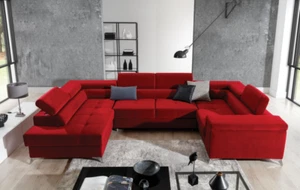 Ecksofa U-Form Sofa Couch Design Polster Schlafsofa Bettfunktion Wohnlandschaft - Bild 1 von 12