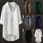 Plus Size Women Cotton Linen T Shirt Dress Ladies Oversized Baggy Blouse Tops 18