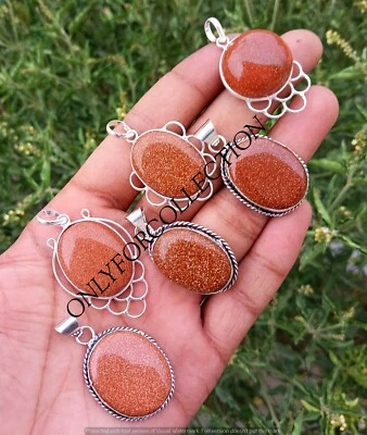 Лот с подвесками ручной работы из стерлингового серебра 925 пробы с солнечным камнем богемный камень - Изображение 1 из 3