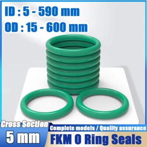 Sellos métricos de goma FKM O Ring 5 mm sección transversal 5 mm-590 mm ID - Imagen 1 de 213