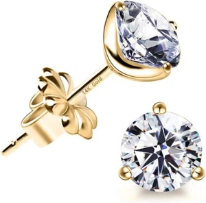 Pearl-Like Elegance with 18K Gold Diamond Simulated Stud Earrings - Perfect Gift - Picture 1 of 10