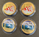 2006 1$ COLOURED COINS. 2 x CLOWN FISH and 2x BOTTLE NOSE DOLPHIN  (4 coins)