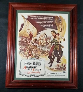 Gegen alle Flaggen 1952 Papieranzeige Errol Flynn Maureen O'Hara Vintage gerahmte Kunst - Bild 1 von 9