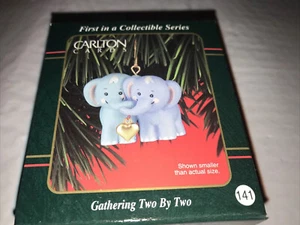 CARLTON CARDS Keepsake 1999 Noah’s Ark Gathering 2 By 2 Couple Elephant ORNAMENT - Picture 1 of 6