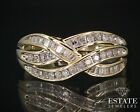 10k Yellow Gold Natural .33ctw Diamond Crossover Ladies Band Ring 2.4g 