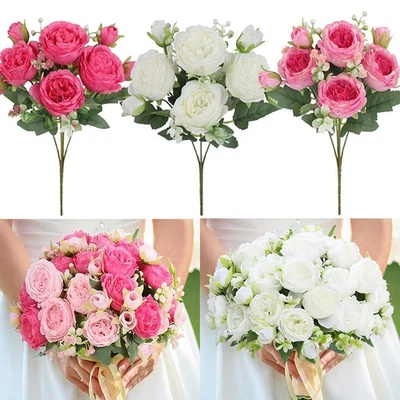 Flores artificiales plantas falsas plástico resistente a los rayos UV hogar interior/exterior jardín decoración Foto 1 de 4