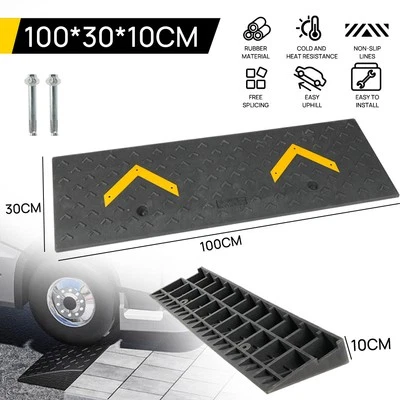 6 Sizes Rubber Curb Ramp Cuttable Threshold Ramp Kerb Driveway Threshold Ramp - image 1 of 4