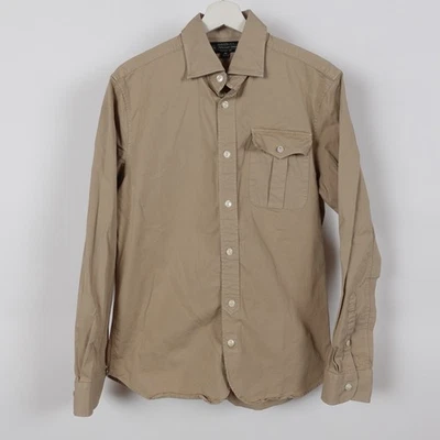 Vintage The J Peterman Company Men's Button Shirt Tan Size Medium Cotton Pocket - Image 1 of 4