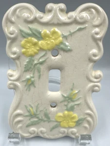 Vtg Ceramic Light Switch Plate Cover Ceramic Holland Mold Flowers Hand-Painted - Picture 1 of 13