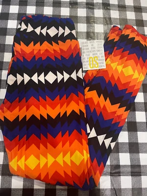 Leggings LuLaRoe Talla Única OS negro blanco azul naranja amarillo fuego azteca NUEVOS CON ETIQUETAS Foto 1 de 2