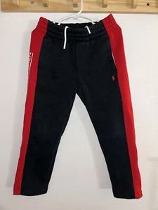POLO RALPH LAUREN Kids Black Red POLO 67 Logo Double Knit Jogger Track Pant Sz 5 - Picture 1 of 6